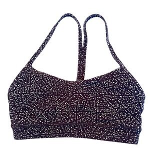 Lululemon Flow Y Align Sports Bra Black White Speckle Print Racerback  XS